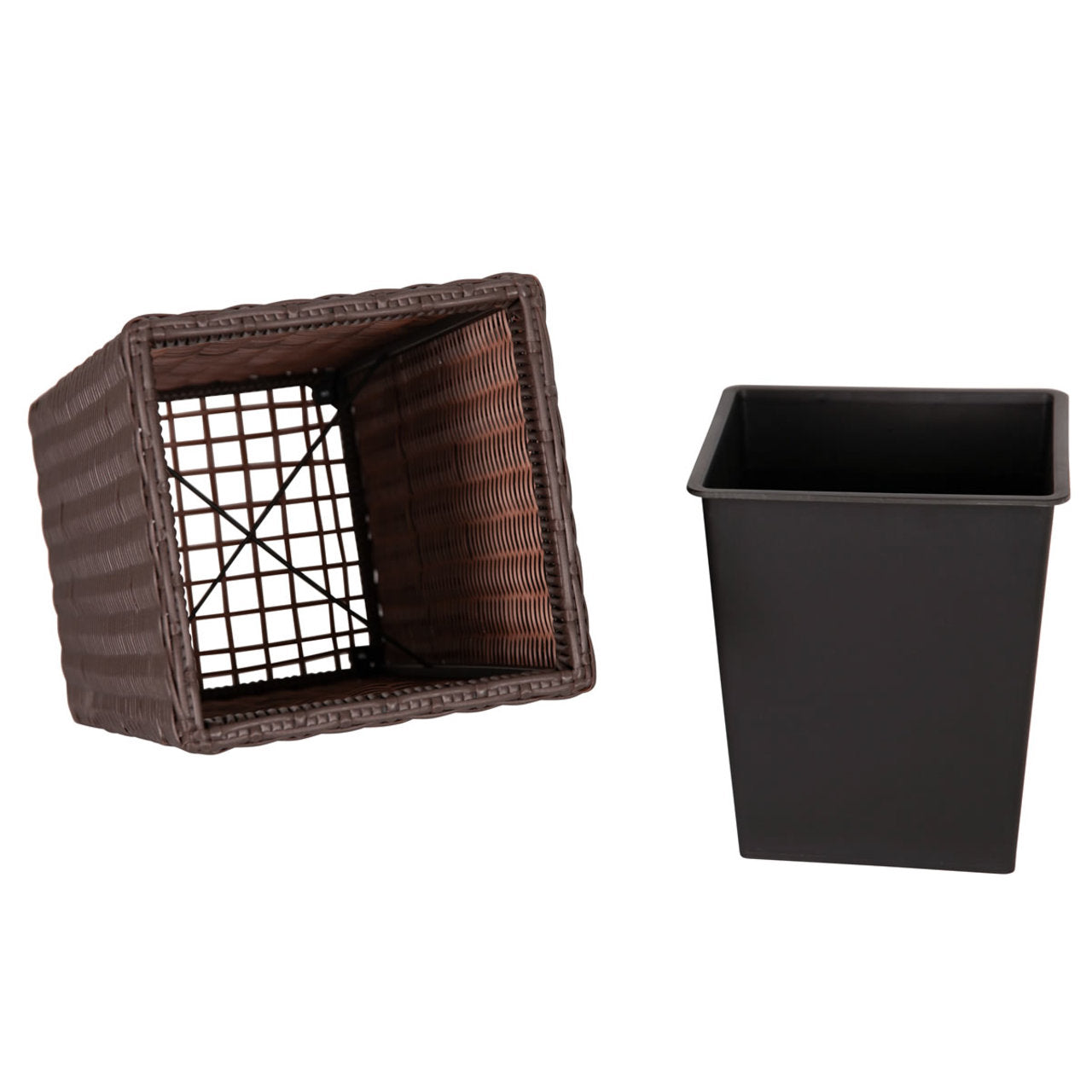 Fire Sense Sierra Square Wicker Planter 2-Piece Set Brown/Black - 66617-66618
