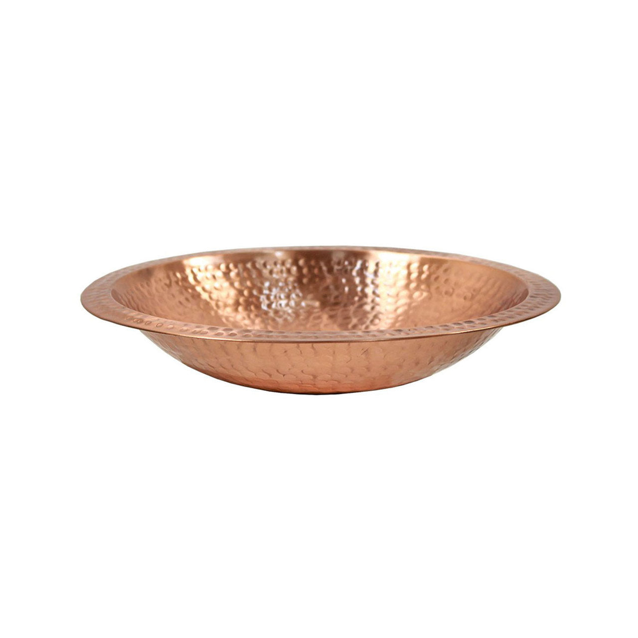 14" Solid Hammered Copper Bowl w/ Rim