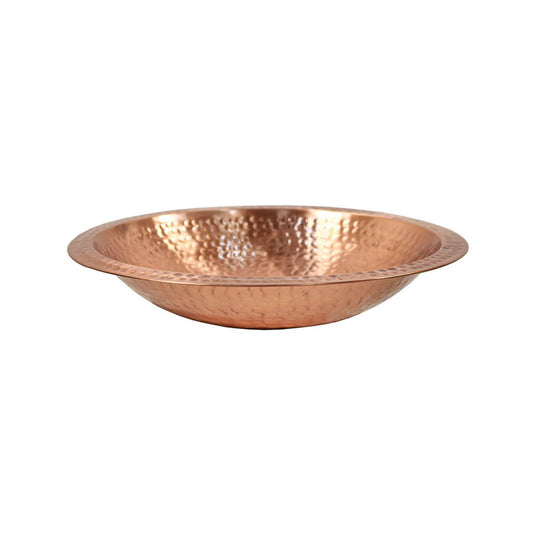 14" Solid Hammered Copper Bowl w/ Rim