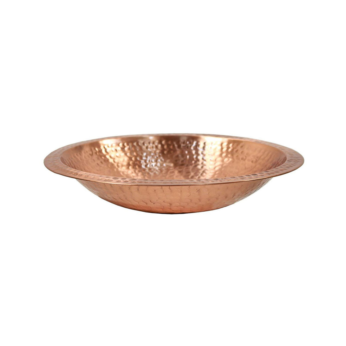 14" Solid Hammered Copper Bowl w/ Rim