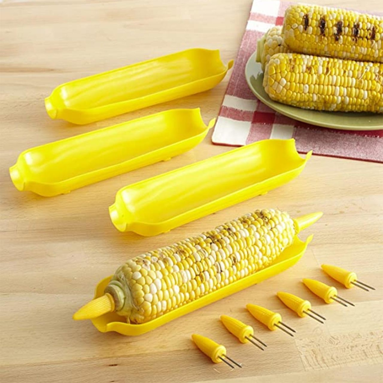 Yellow Cornboat Holders & Skewers