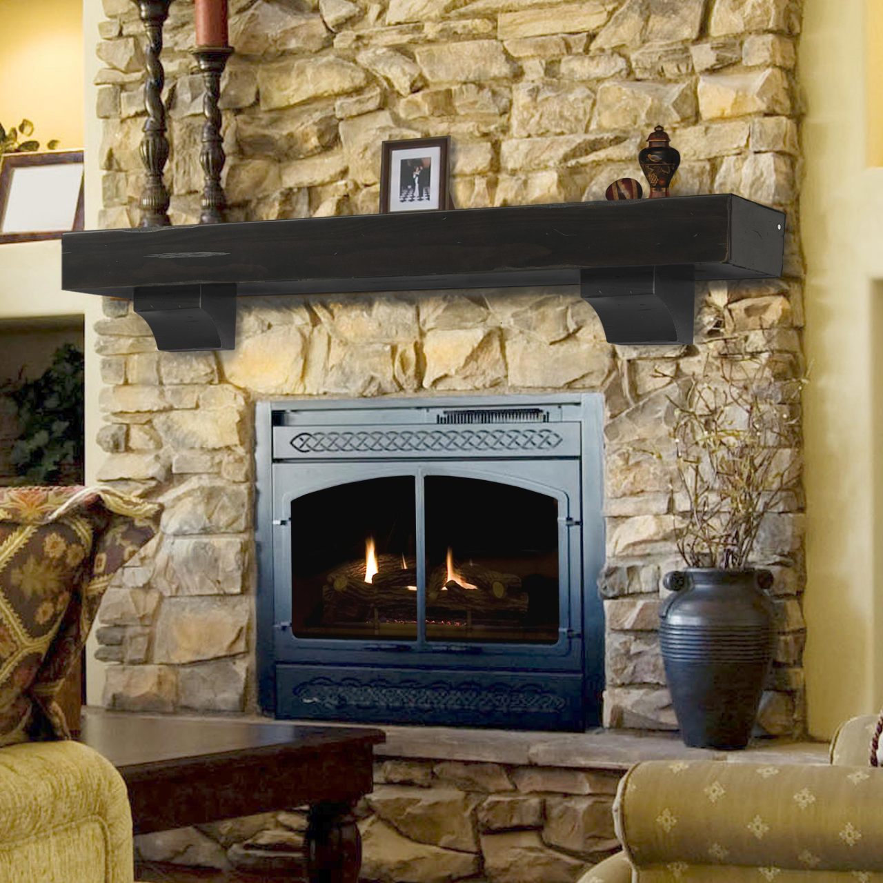 72" Shenandoah Fireplace Shelf by Pearl Mantels - Espresso Distressed Finish