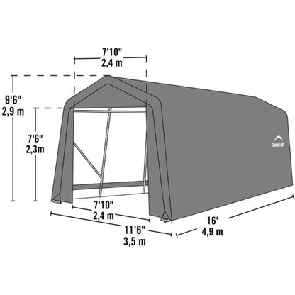 ShelterCoat 11' x 16' Garage With Peak Roof - Gray