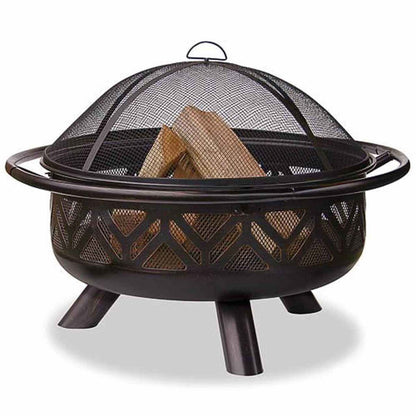 Oil Rubbed Bronze Firebowl with Geo Design