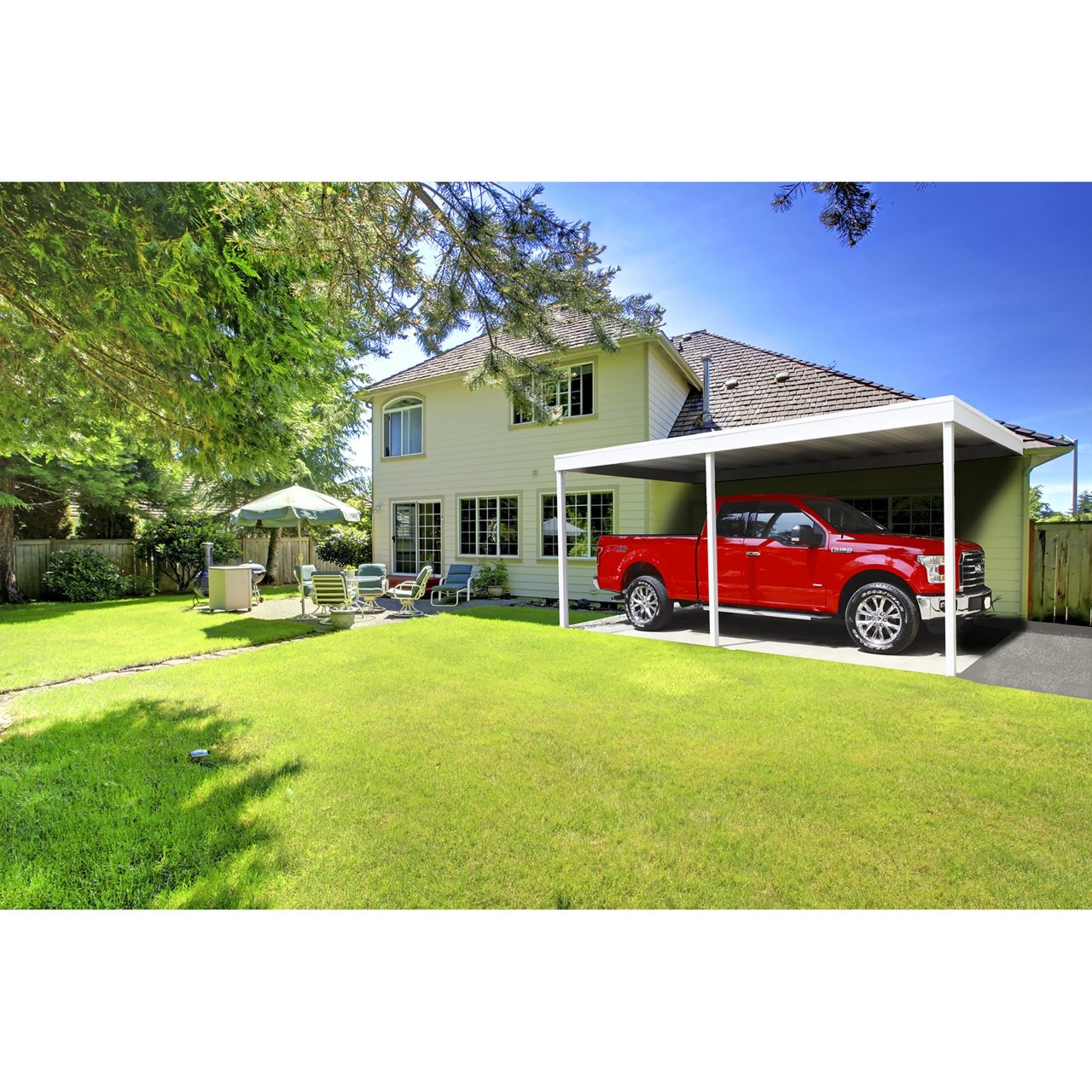 Attached Carport/Patio Cover 10 x 20 ft. Eggshell