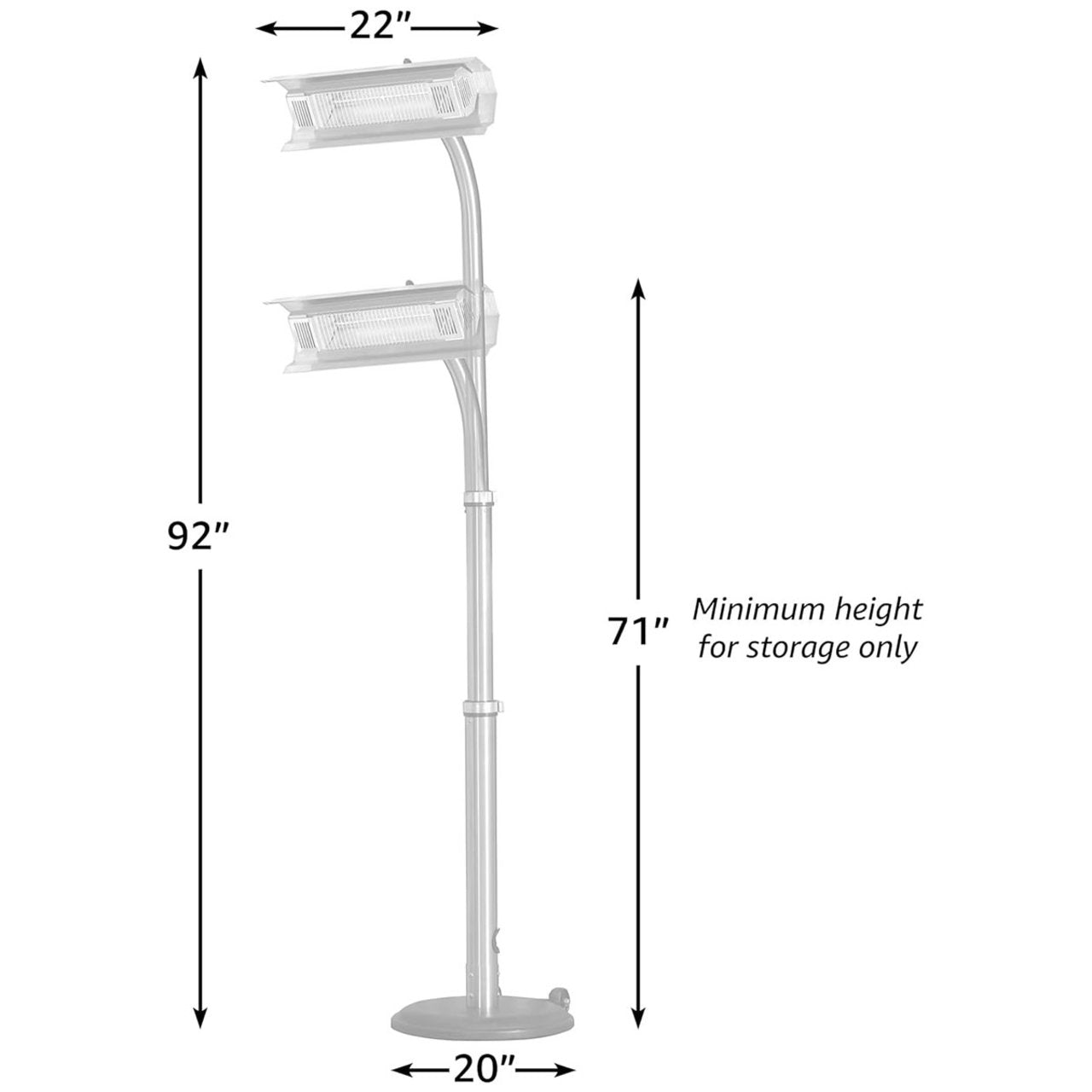 Black Powder Coated Steel Telescoping Offset Pole Mounted Infrared Patio Heater