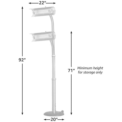 Black Powder Coated Steel Telescoping Offset Pole Mounted Infrared Patio Heater