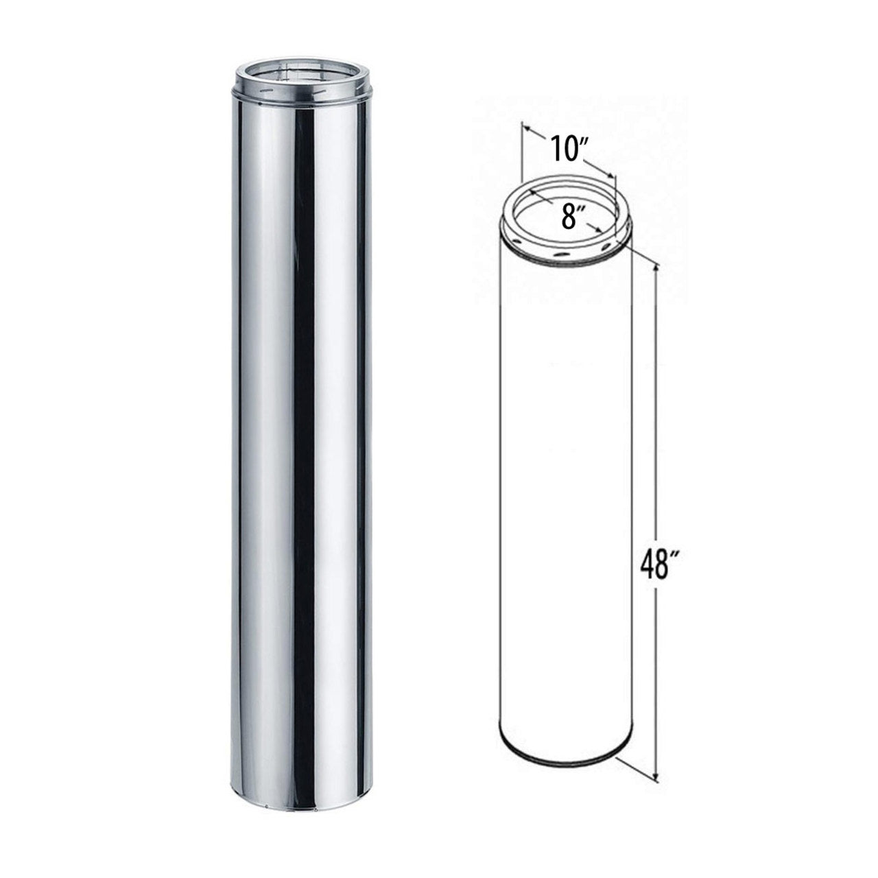 8" x 48" DuraTech Stainless Steel Chimney Pipe - 8DT-48SS