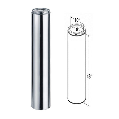 8" x 48" DuraTech Stainless Steel Chimney Pipe - 8DT-48SS