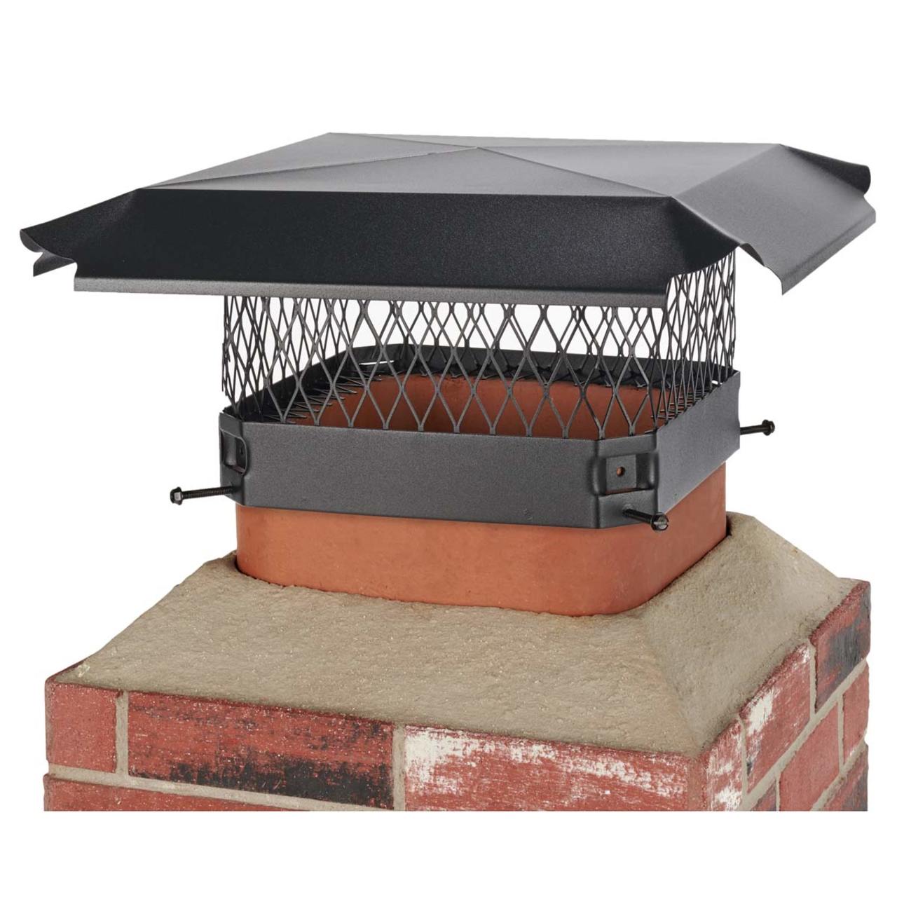 11" x 11" Black Galvanized Single Flue Chimney Cap-3/4" Mesh