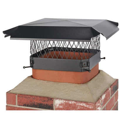 11" x 11" Black Galvanized Single Flue Chimney Cap-3/4" Mesh