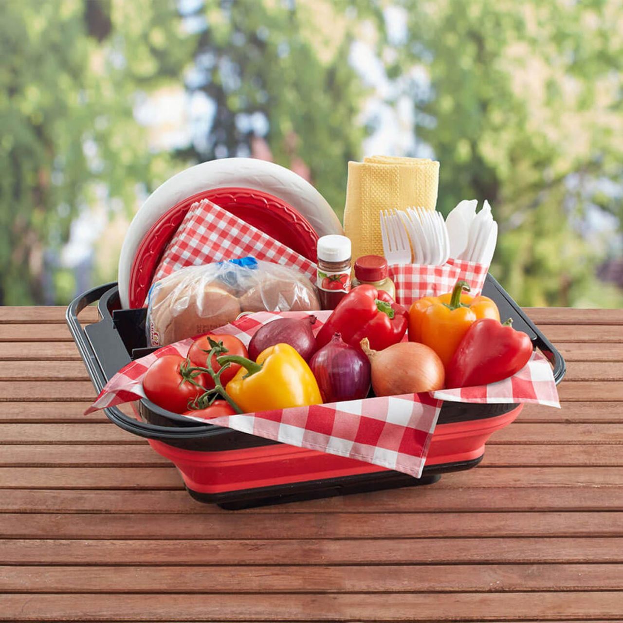 Black and Red Collapsible BBQ Caddy