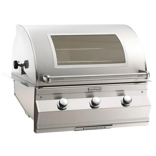 FireMagic A660i Aurora 30" Built-In Grill with Analog Thermometer and Magic View Window NG-LP - A660I7EA-W