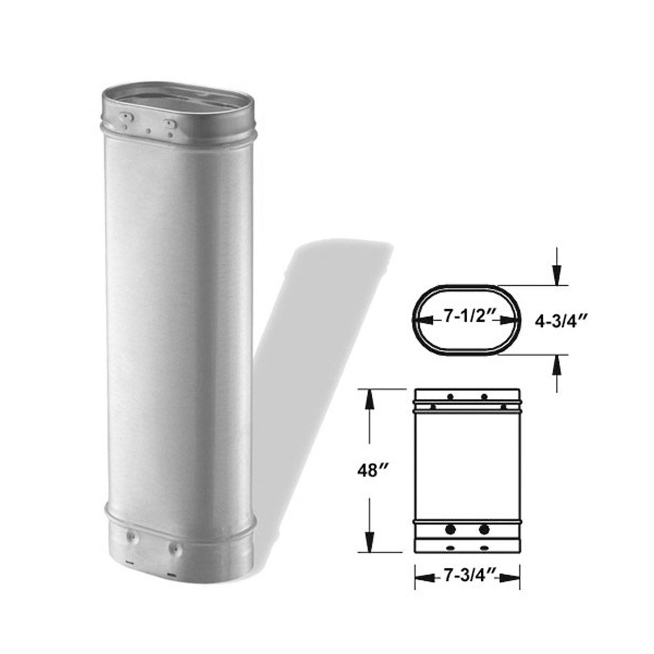 6" x 48" DuraLiner Oval Rigid Chimney Relining Pipe - 6DLR-48O