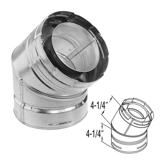 4" x 6 5/8" DirectVent Pro 45 Degree Galvanized Elbow - 46DVA-E45