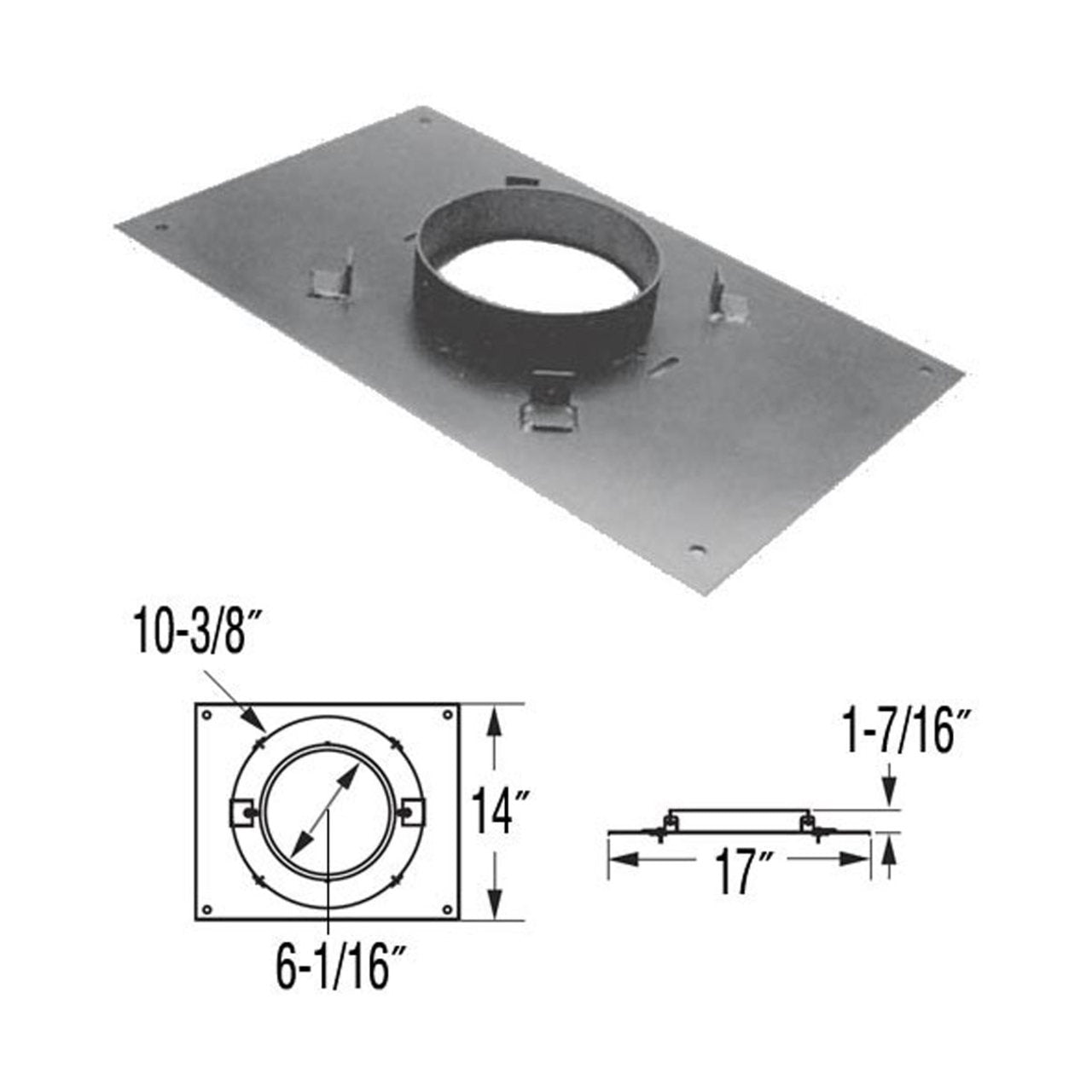 6" DuraPlus 14" x 17" Transition Anchor Plate - 6DP-AP14X17
