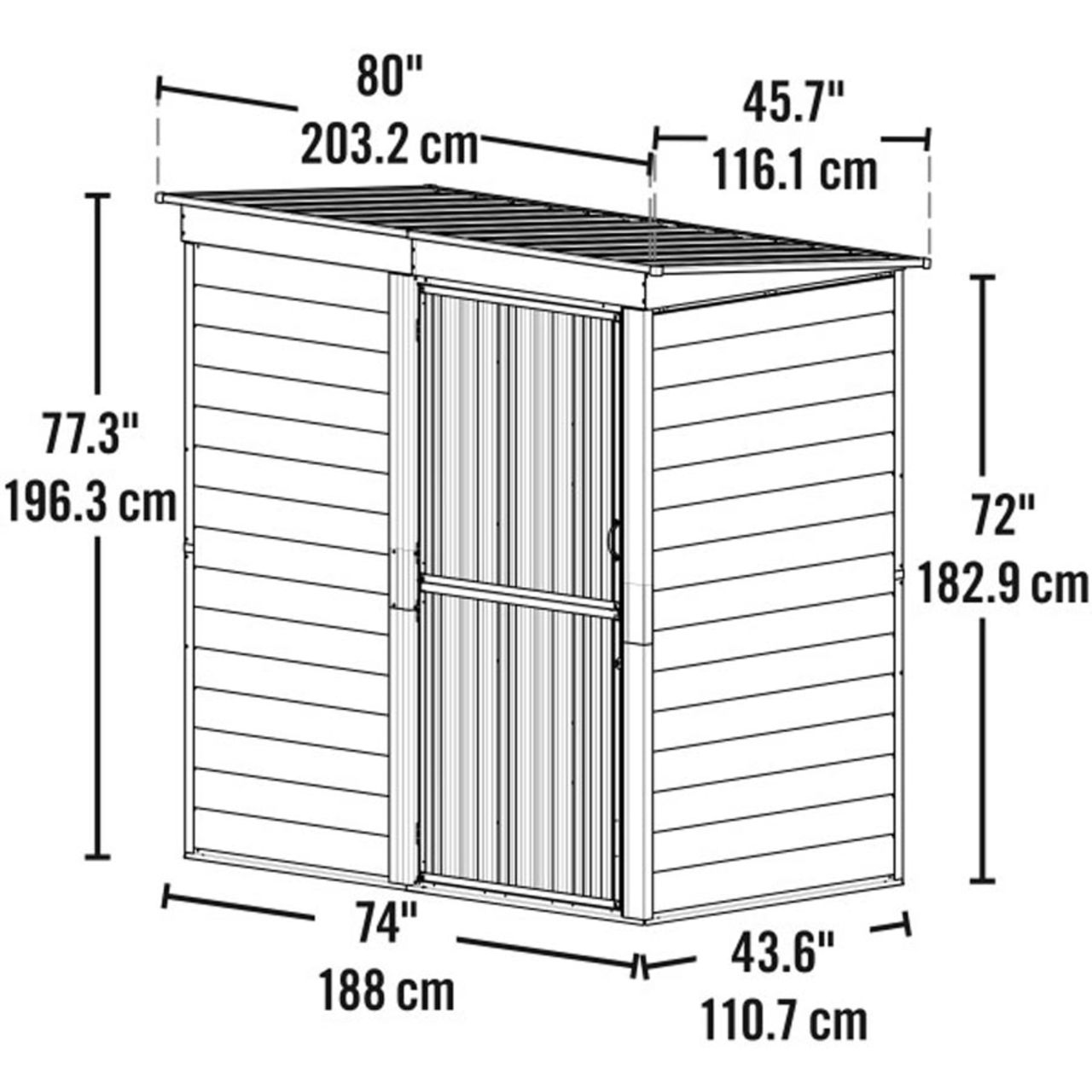 Galvanized Steel  6' x 4' Storage Shed-in-a-Box - Charcoal