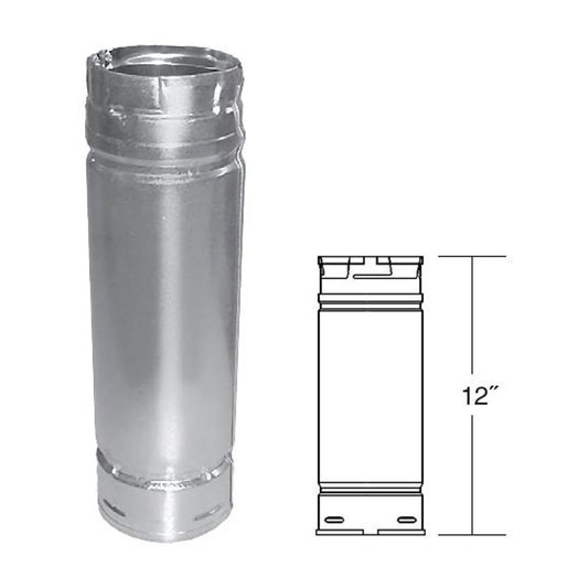 3" x 12" PelletVent Pro Stainless Steel Pellet Stove Chimney Pipe - 3PVP-12SS