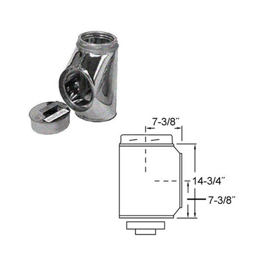 8" Selkirk Galvanized Insulated Tee With Tee Plug - 208100G