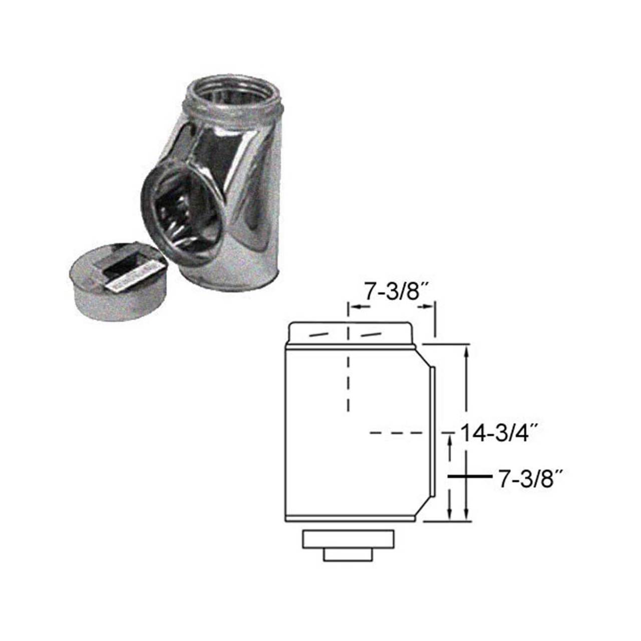 8" Selkirk Galvanized Insulated Tee With Tee Plug - 208100G