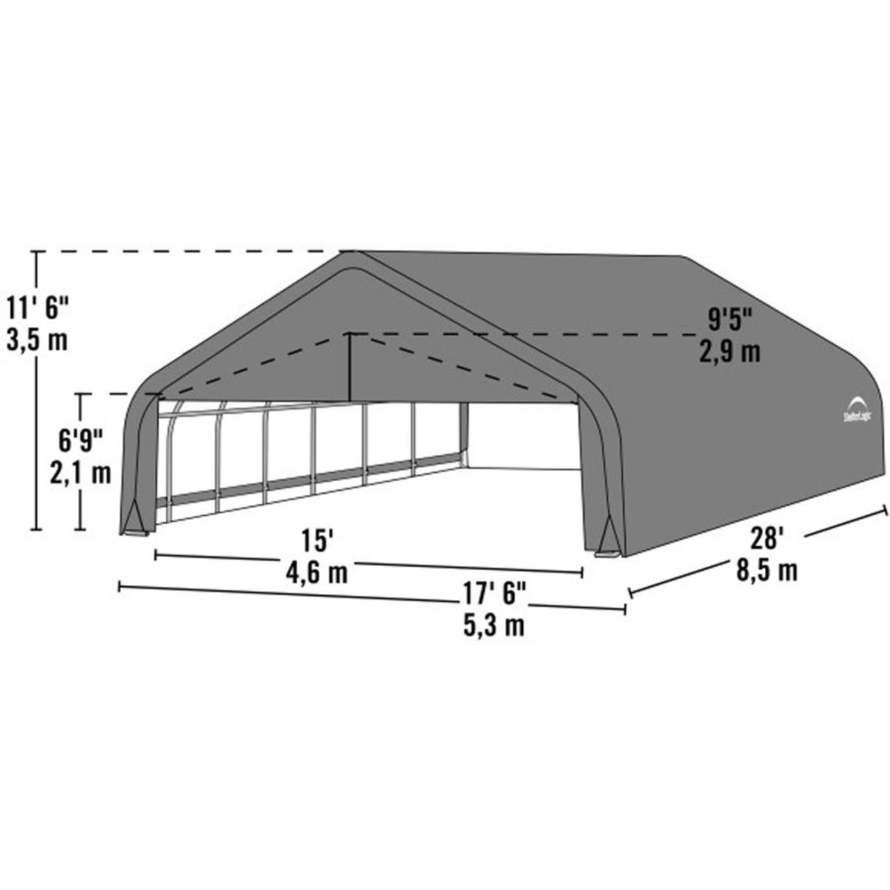 ShelterCoat 18' x 28' Garage With 11.5' Peak Roof - Green