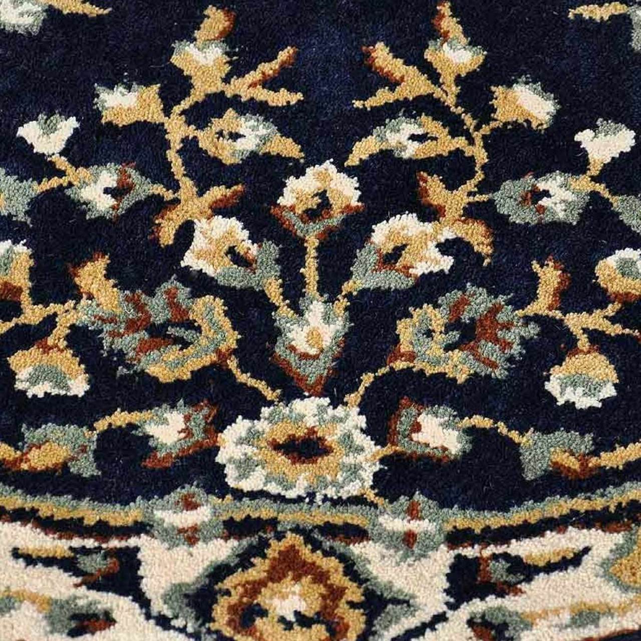 44" Half Round Blue Oriental Fireplace Rug