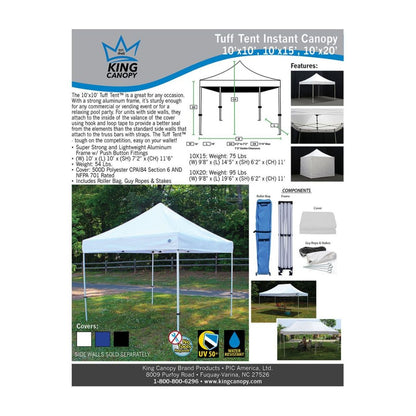 King Canopy  10 x 15 Tuff Tent Canopy - White