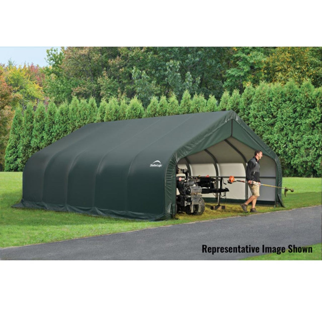 ShelterCoat 18' x 20' Garage With Peak Roof - Green