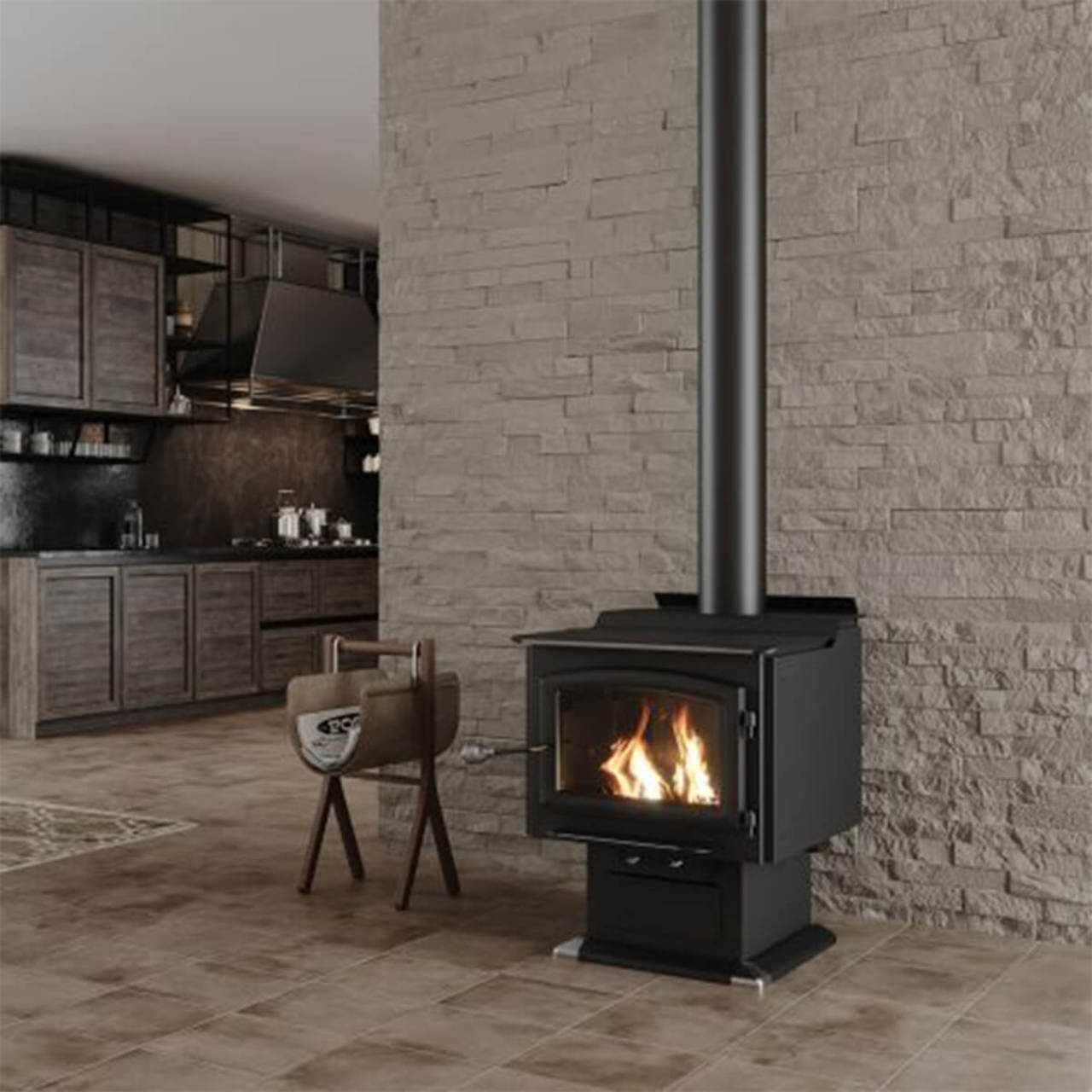 US Stove Ashley 3,200 Large Pedestal Wood Stove AW3200E