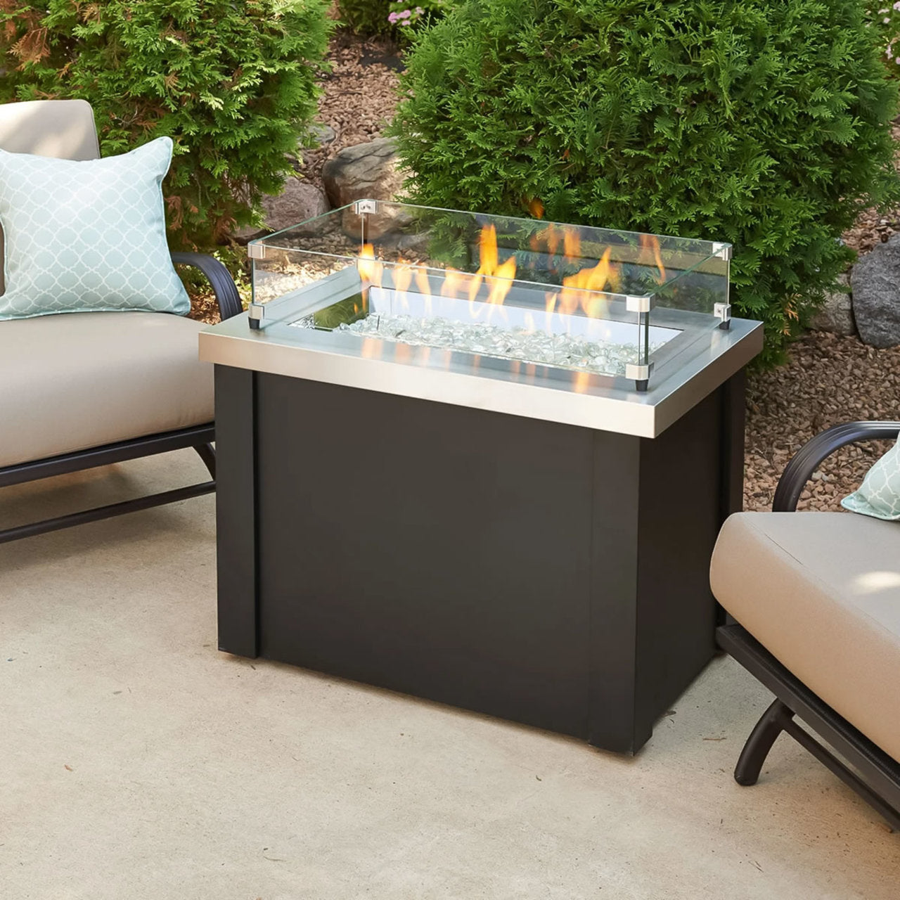 Outdoor Providence Rectangular Gas Fire Pit Table - PROV-1224-SS