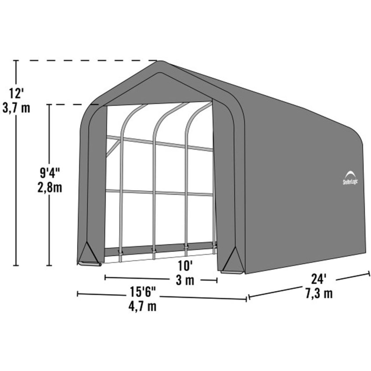 ShelterCoat 15' x  24' Garage With Peak Roof - Gray