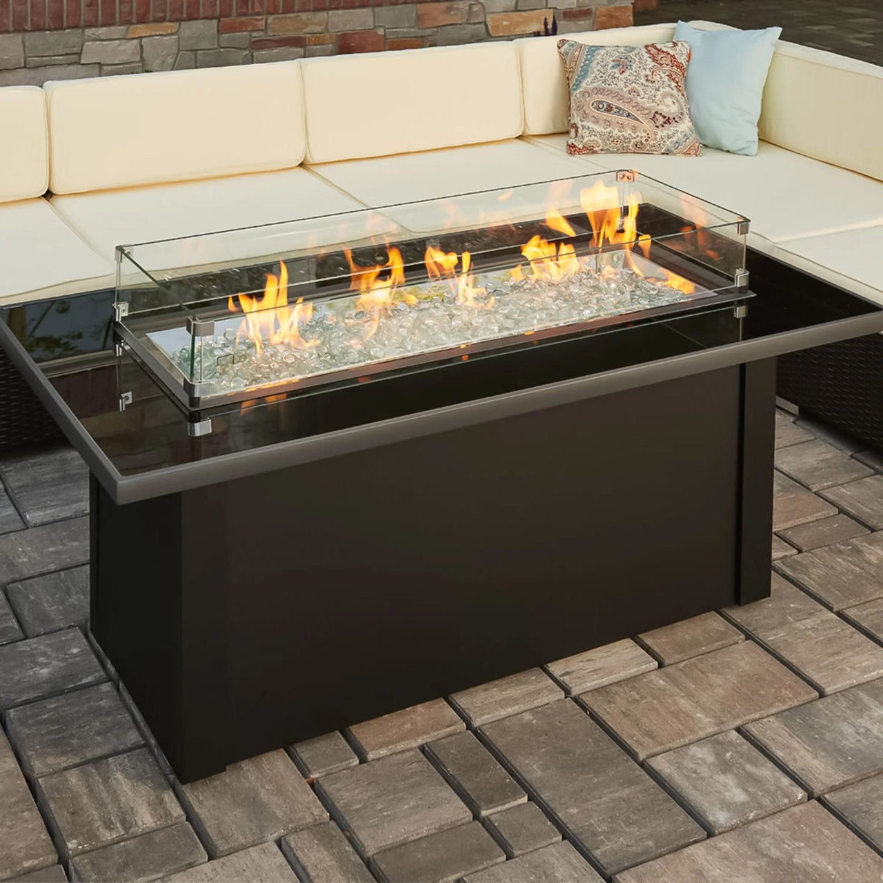 Outdoor Greatroom 59" Monte Carlo Linear Fire Pit Table - MCR-1242-BLK-K