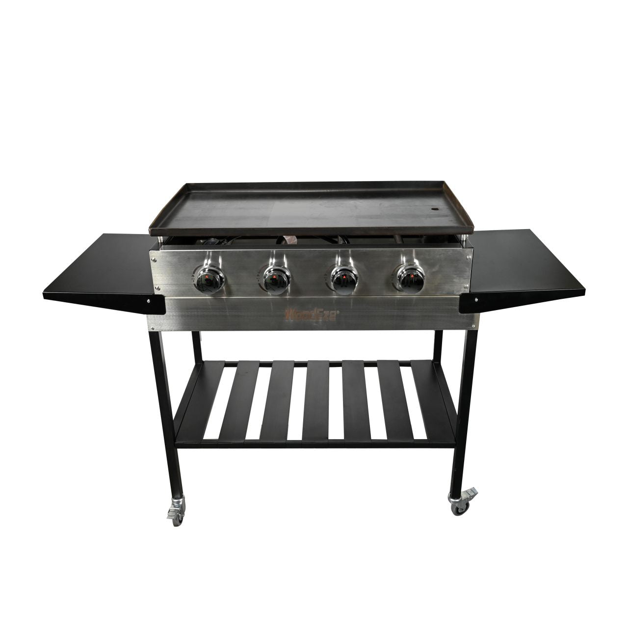 WoodEze 4-Burner Flat Top Griddle Gas Grill - Black and Stainless Steel