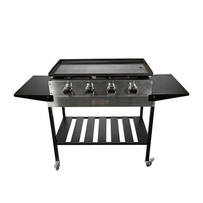 WoodEze 4-Burner Flat Top Griddle Gas Grill - Black and Stainless Steel