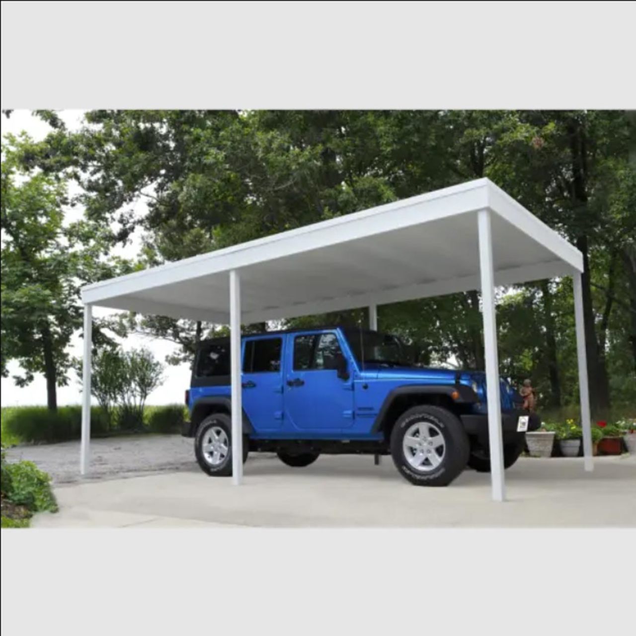 Arrow Freestanding Carport/Patio Cover, 10x20 - Hot Dipped Galvanized Steel with Vinyl Coating, Eggshell Finish, and Flat Roof