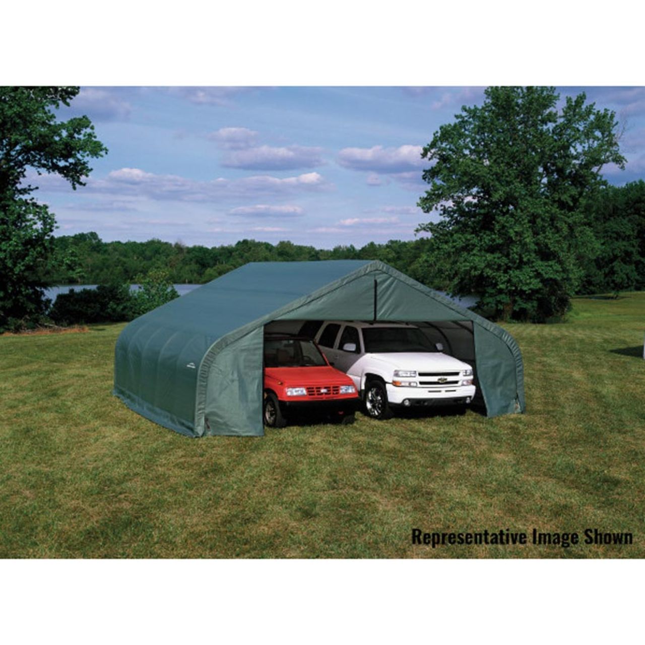 ShelterCoat 22' x 20' Garage With Peak Roof - Green