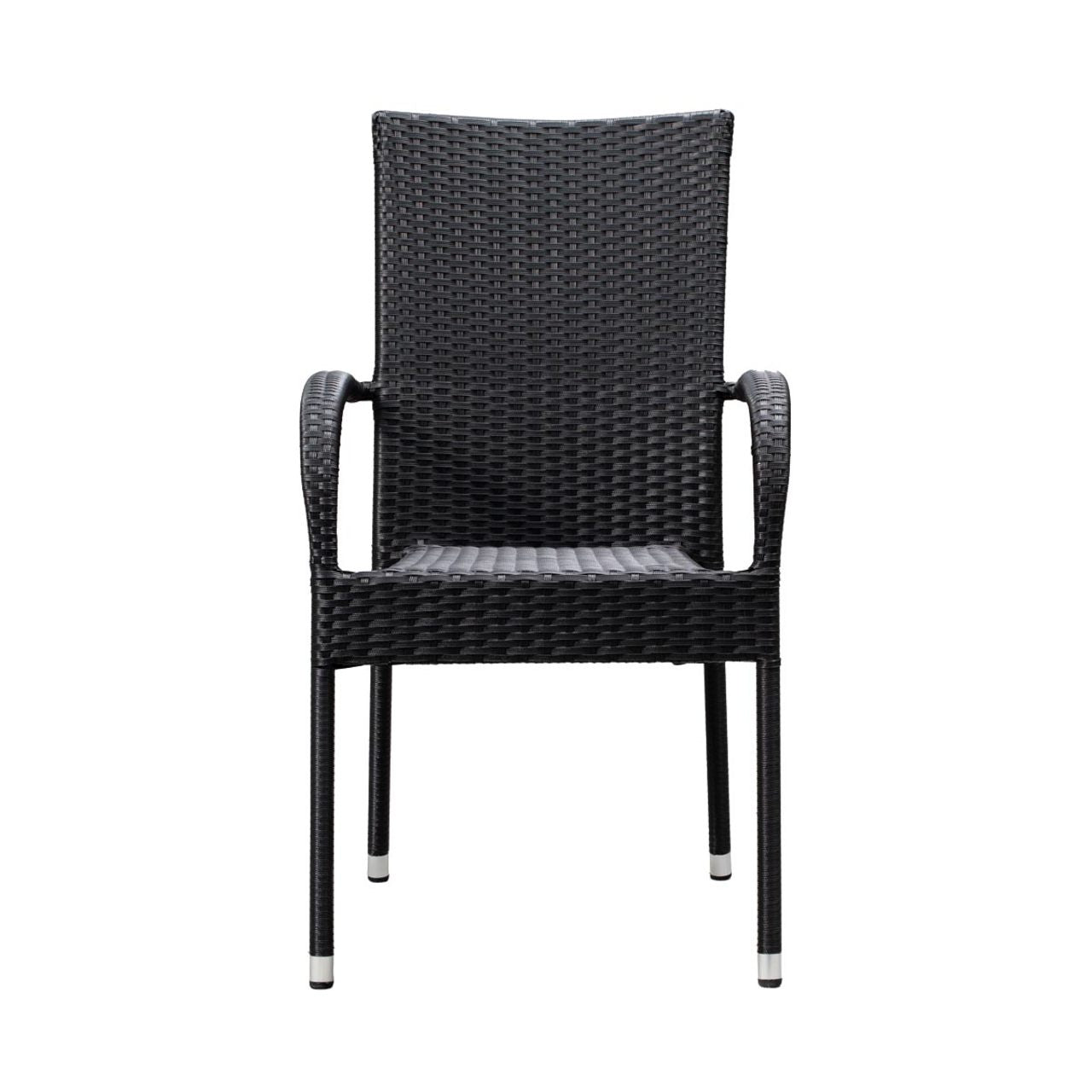 Set of 4 Outdoor Wicker Chairs - Black
