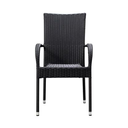 Set of 4 Outdoor Wicker Chairs - Black