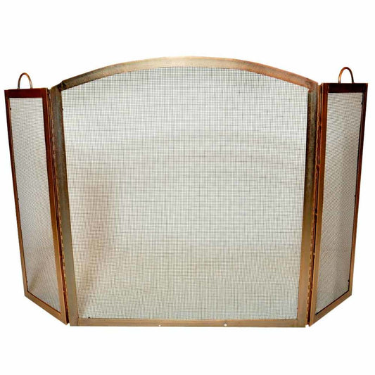 3 Panel Fireplace Screen-Antique Copper