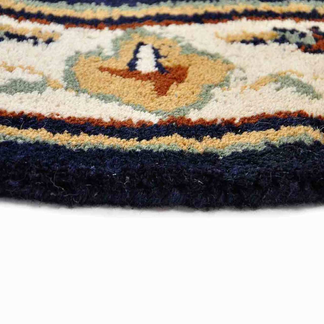 56" Half Round Blue Oriental Fireplace Rug