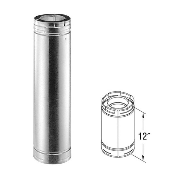 4'' x 6 5/8'' DirectVent Pro 12'' Galvanized Chimney Pipe - 46DVA