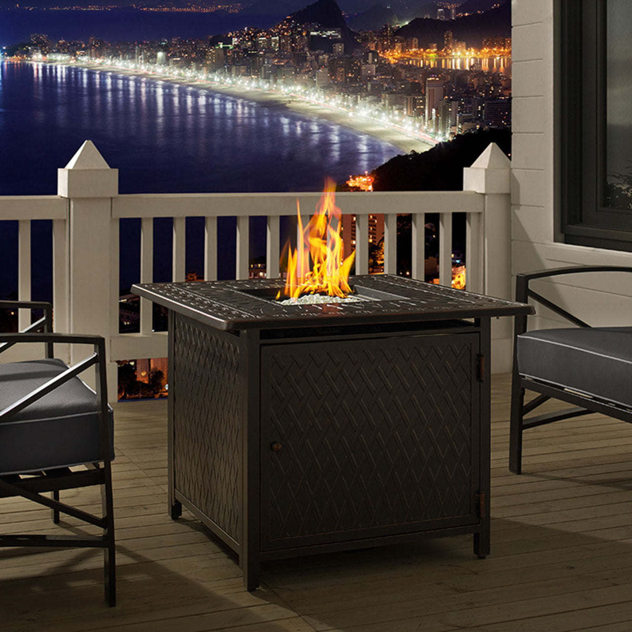 Cartney 32" Square Aluminum LPG/NG Fire Pit