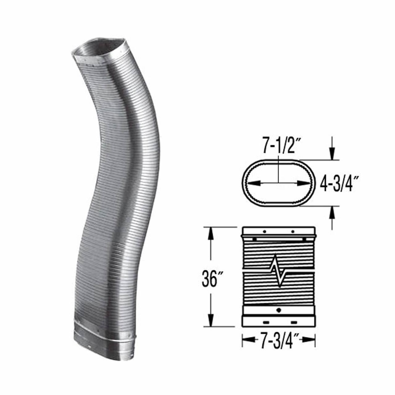 6'' x 36'' DuraLiner Oval Flex Chimney Relining Pipe - 6DLR-36OHF