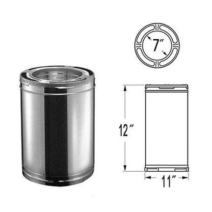 7" x 12" DuraPlus Galvanized Chimney Pipe - 7DP-12