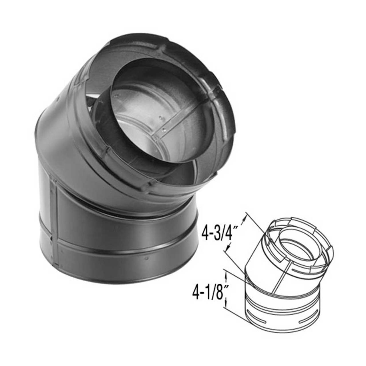 5" x 8" DirectVent Pro 45 Degree Black Elbow - 58DVA-E45B