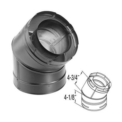 5" x 8" DirectVent Pro 45 Degree Black Elbow - 58DVA-E45B