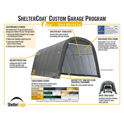 ShelterCoat 13 x 10 x 28 Wind & Snow Rated Garage  - Green