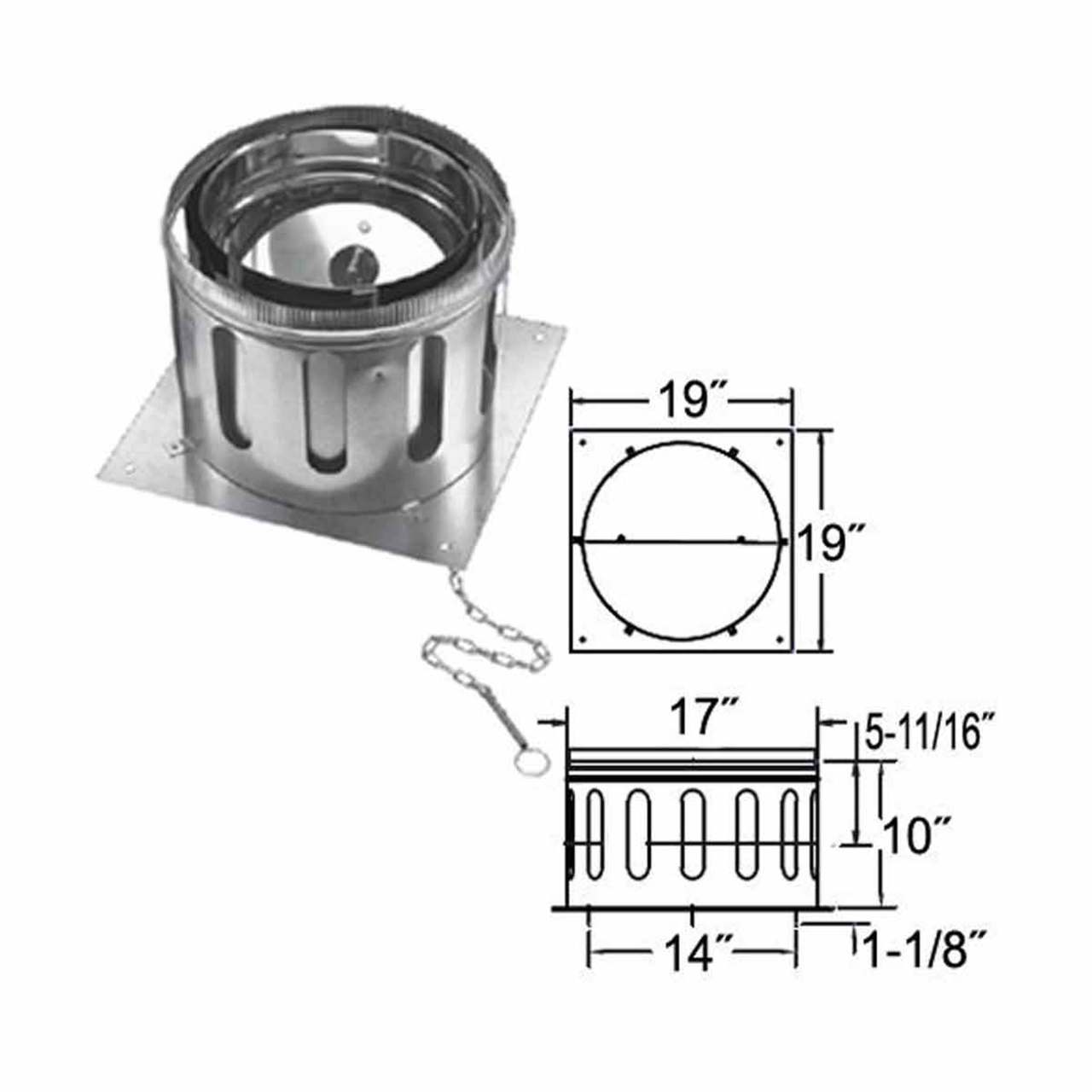 14" DuraChimney II Anchor Plate with Damper - 14DCA-APD