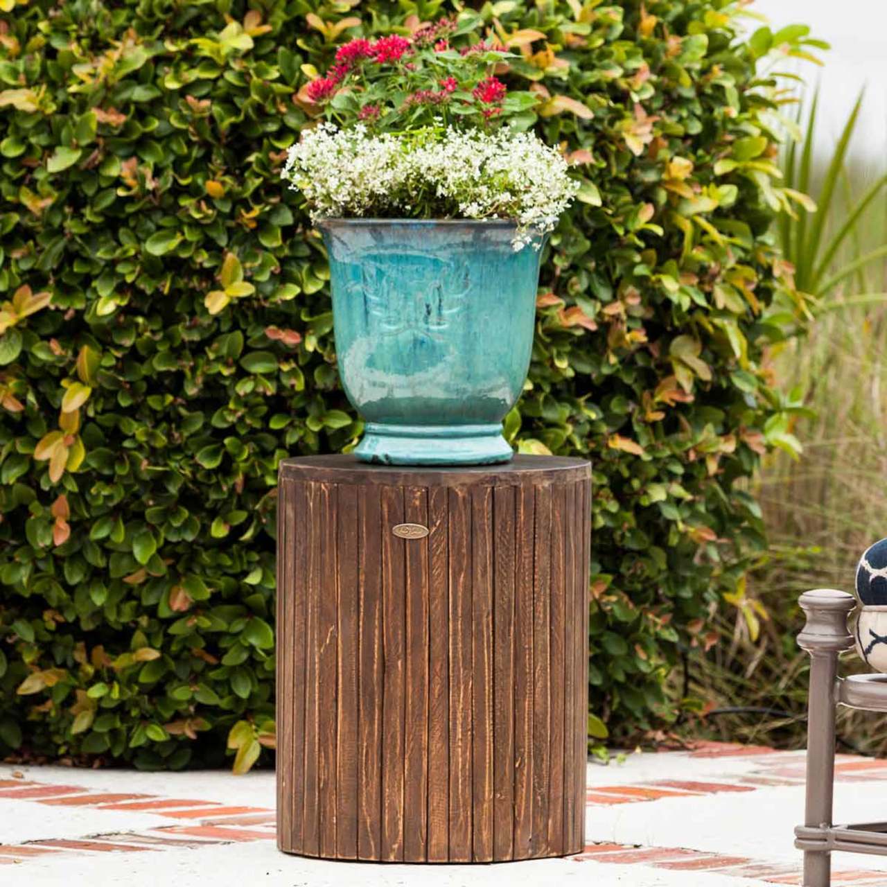 Rustic Round Garden Stool - Wood Grain