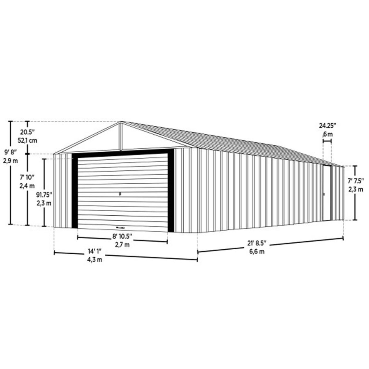 Arrow Murryhill 14' x 21' Steel Storage Garage/Building - Gray
